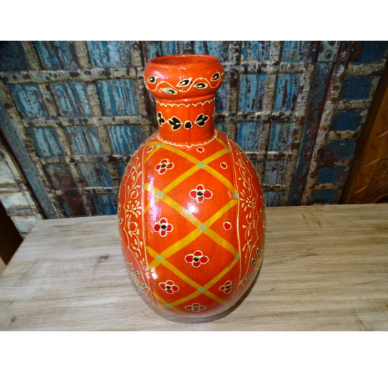 Vaso per acqua in metallo dipinto a mano arancione 36 cm