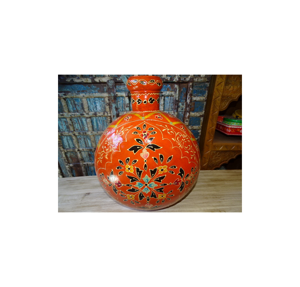 Vaso per acqua in metallo dipinto a mano arancione 42 cm