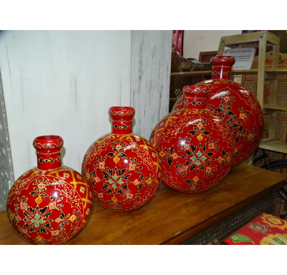Vaso acqua XL dipinto a mano rosso 50x33x60 cm