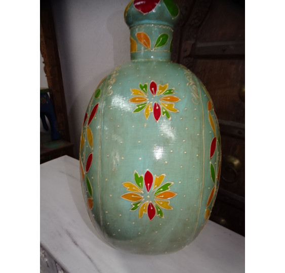 XL blue water jar with multicolored flowers 50x33x60 cm