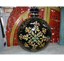 Black hand painted XL water jar 50x33x60 cm