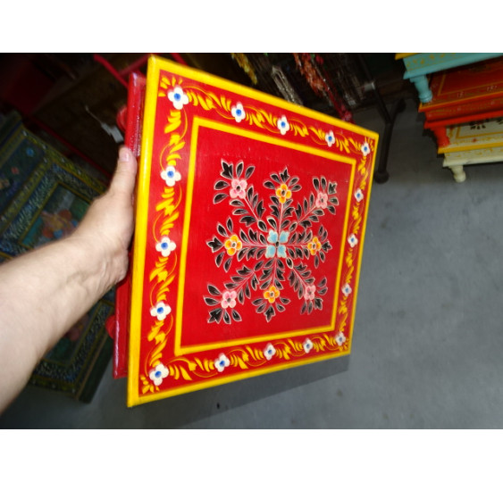 Kissentisch „Bazot“ in 38x38 cm Rot und Blumen
