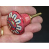 bouton en forme de poire rouge et fleur blanche