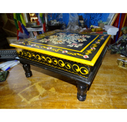 Table à coussin "bazot" en 38x38 cm noire et fleurs