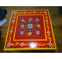 "Bazot" cushion table in 30x30 cm red and flowers