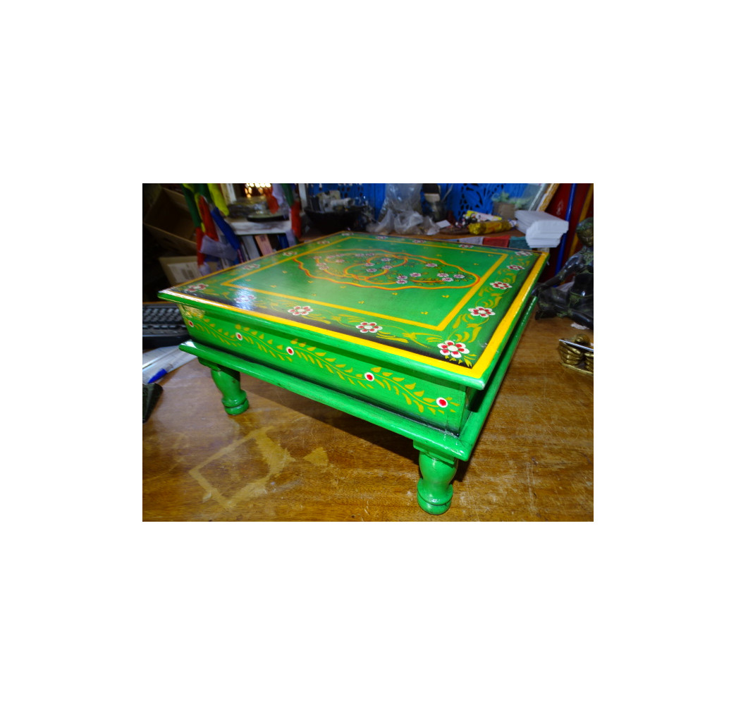 Table à coussin "bazot" en 38x38 cm verte et fleurs