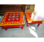 Table à coussin "bazot" en 30x30 cm rouge et fleurs