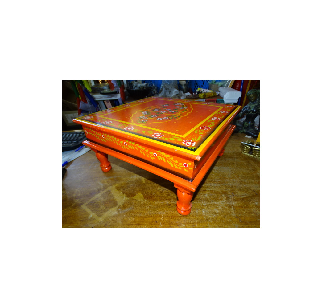 Kissentisch „Bazot“ in 38x38 cm Orange und Blumen