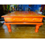 Table à coussin "bazot" en 38x38 cm orange et fleurs