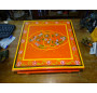 Table à coussin "bazot" en 38x38 cm orange et fleurs