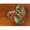 bouton poire 2 fleurs marron