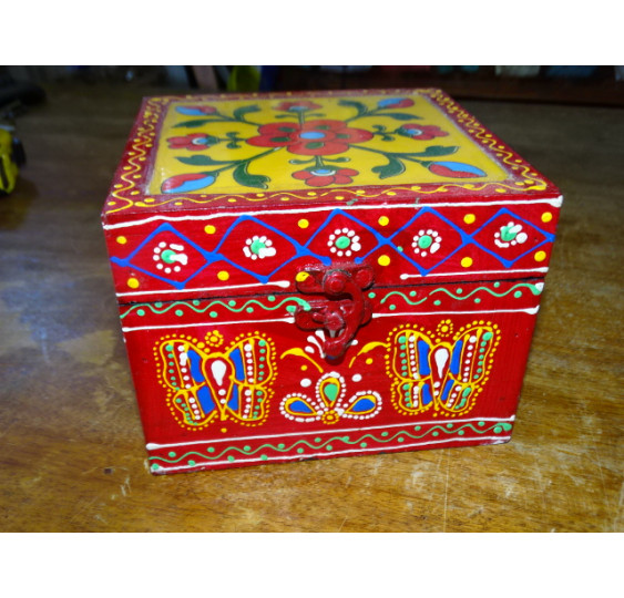 Caja cuadrada con azulejos multicolor 15x15x11 cm - 4
