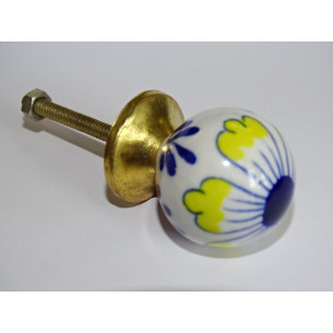 bouton boule marguerite jaune et outremer
