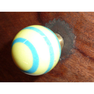Boutons boule jaune trait turquoise
