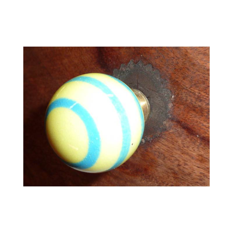 Manijas boule jaune trait turquoise