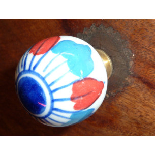 Manijas boule blanco flor  azul/rojo