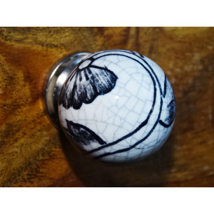 Poignée boule effet craquelée noire