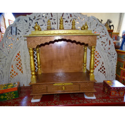 Large copper and gold interior temple open 61x75 cm