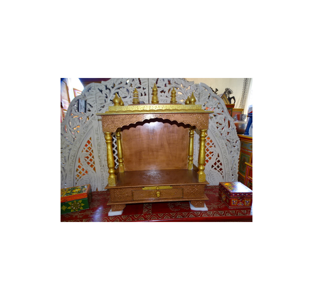 Templo grande interior cobre y oro abierto 61x75 cm