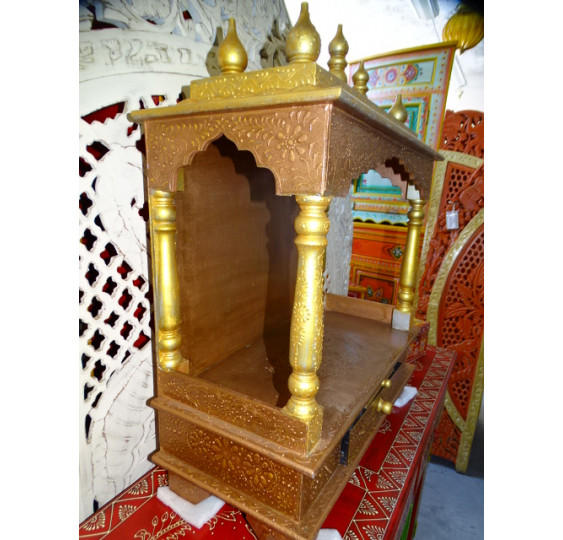 Grand temple d'intérieur cuivré et doré 61x75 cm