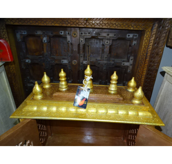 Gran templo interior cobre y oro 61x75 cm