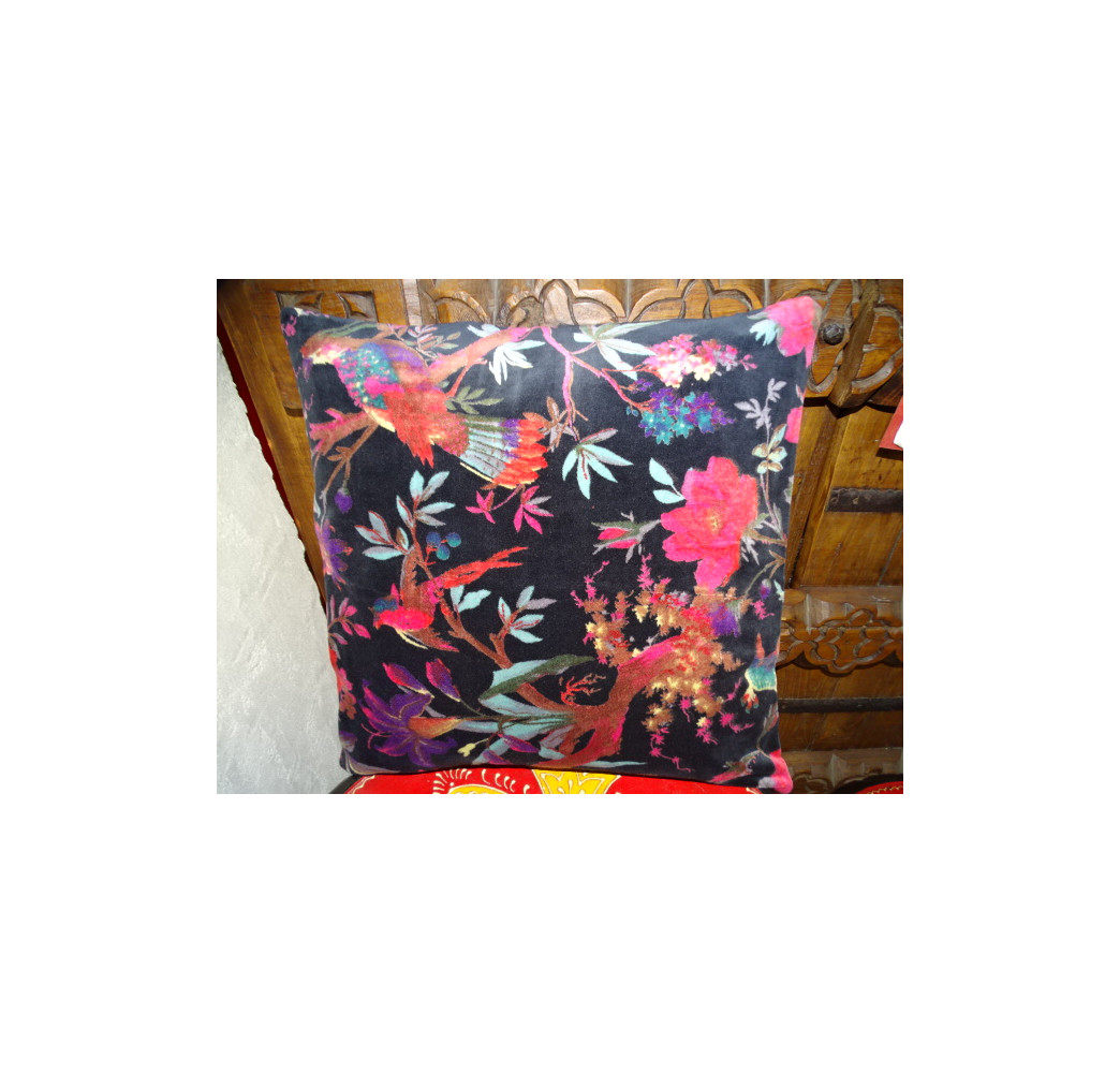 Velvet covers 40x40 cm with bird of paradise BLACK