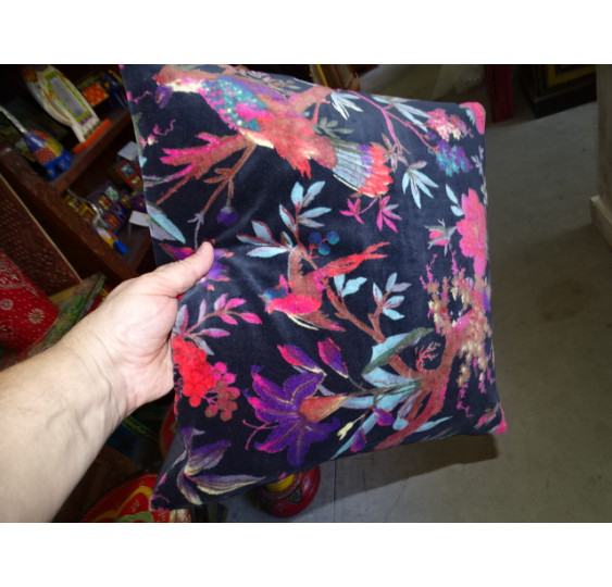 Velvet covers 40x40 cm with bird of paradise BLACK