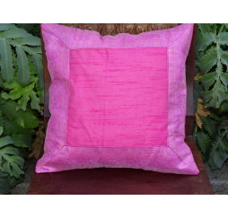 housse d'oreiller 60x60 rose bonbon avec bord brocart