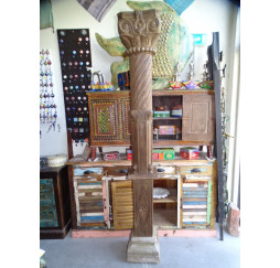 2 Teakholzsäulen mit Steinsockel 29x29x218 cm