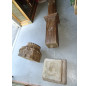 2 pilares de teca con base de piedra 29x29x218 cm