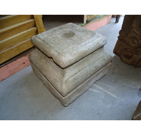 2 colonne in teak con base in pietra 29x29x218 cm