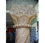 2 teak pillars with stone base 29x29x218 cm