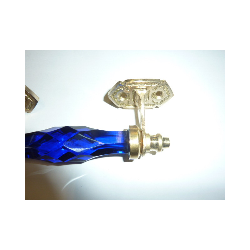 Poignée en verre 14 cm outremer