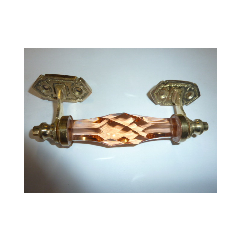 Poignée en verre 14 cm saumon