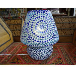 Lampe mosaique ronde bleu azur 23X30 cm