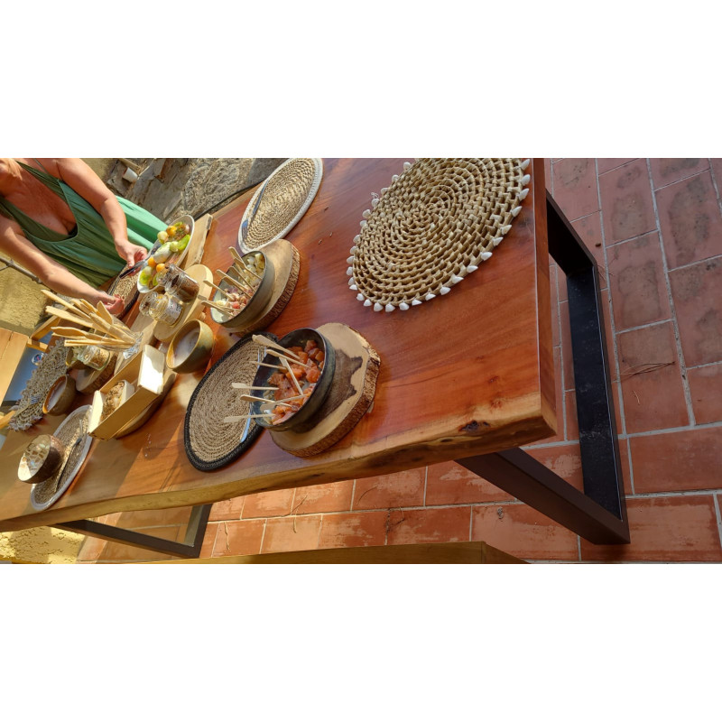 Solid acacia table with non-edged edges  220x100 cm