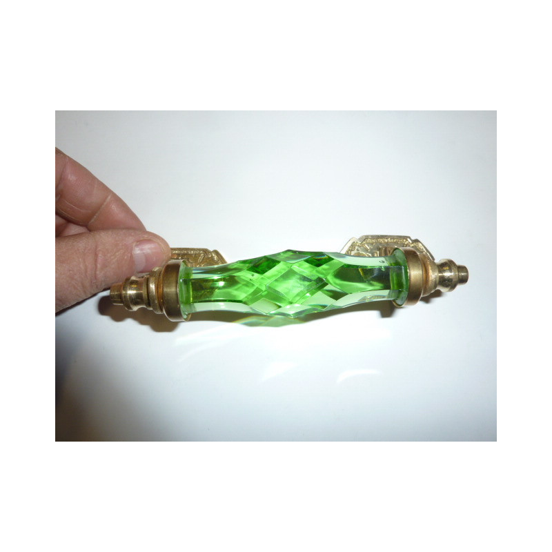 Poignée en verre 14 cm verte