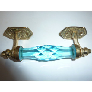 handle in glass 14 cm turquoise