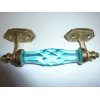 Poignée en verre 14 cm turquoise
