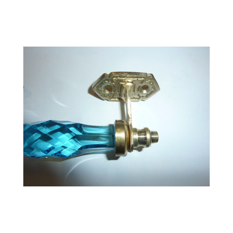 Poignée en verre 14 cm turquoise