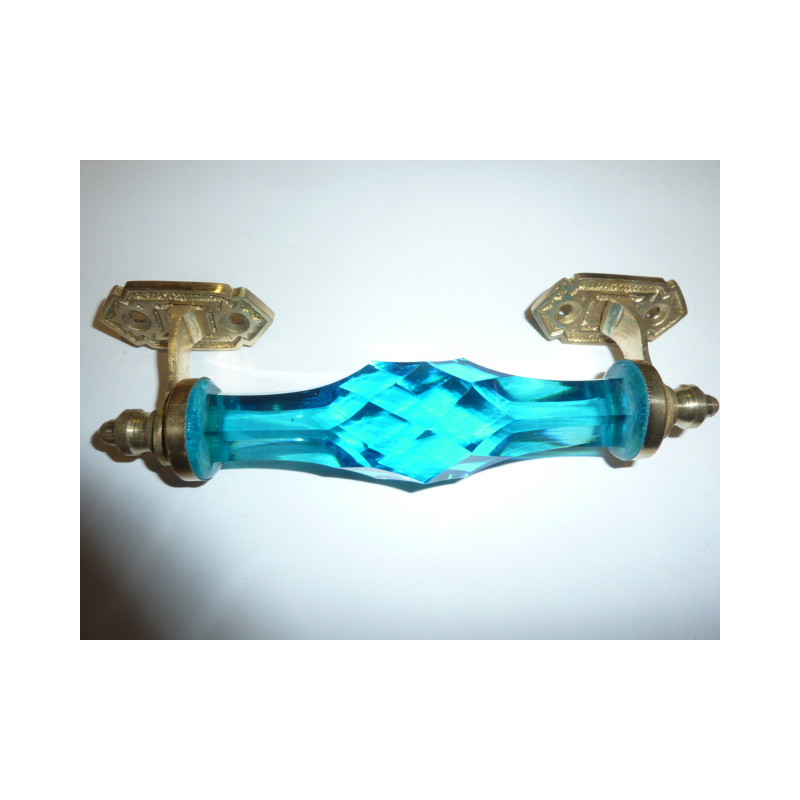 Poignée en verre 17 cm turquoise