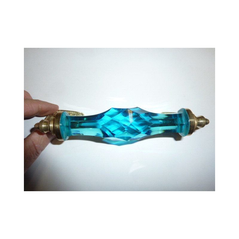 Poignée en verre 17 cm turquoise