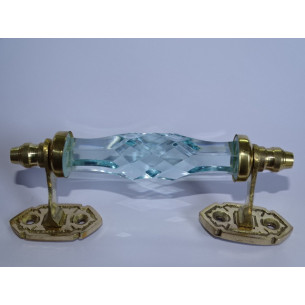Poignée en verre 14 cm bleu ciel très clair