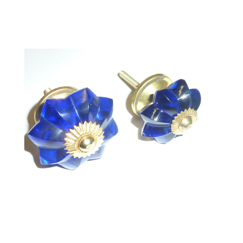 bouton citrouille 45 mm outremer - doré
