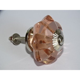 bouton citrouille en verre de 45 mm couleur rose clair - argenté