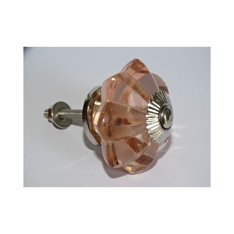 Botón calabaza cristal 45 mm color rosa claro - plata