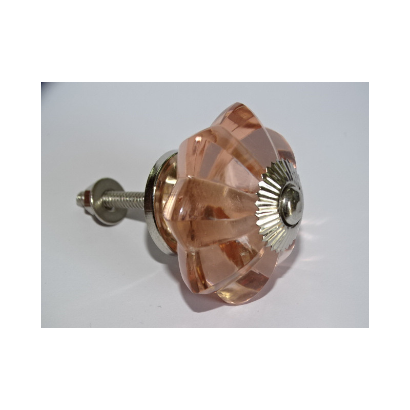 bouton citrouille en verre de 45 mm couleur rose clair - argenté