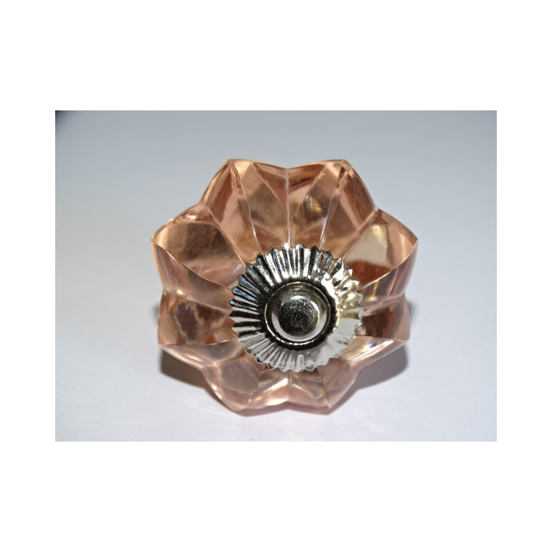 bouton citrouille en verre de 45 mm couleur rose clair - argenté