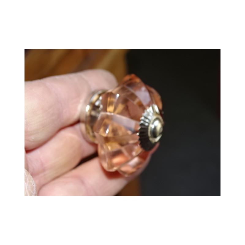 45 mm glass pumpkin button light pink color - silver