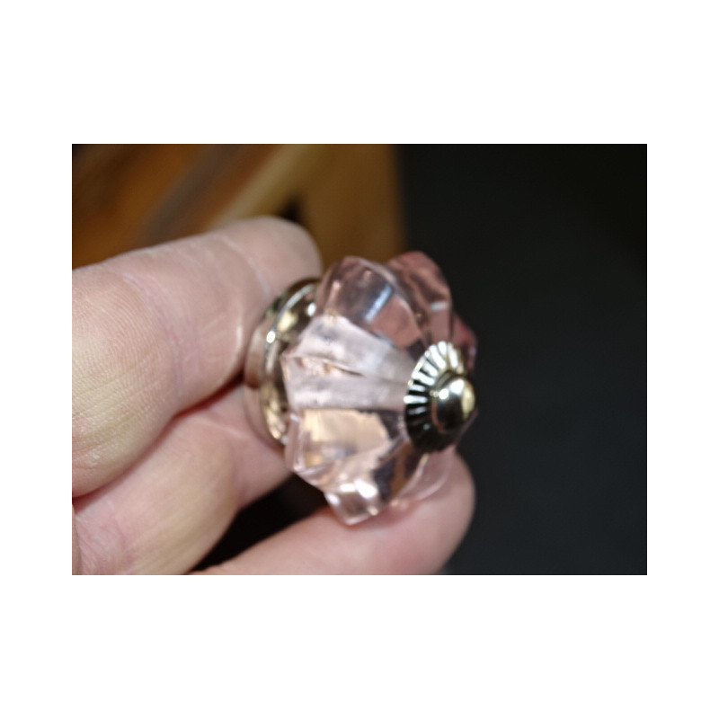 Kürbisknopf 35 mm in rosa - silberner Farbe
